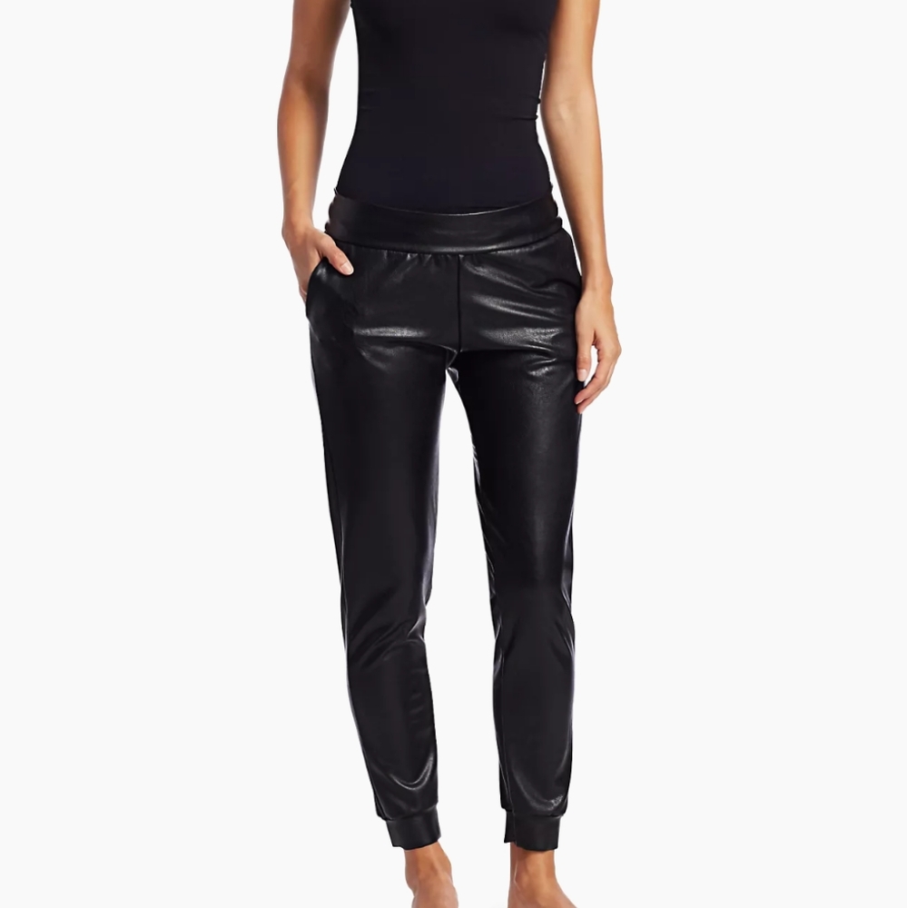 CommandoFaux Leather Joggers Black Size Sm